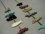 Opulent Vintage Native American Navajo Turquoise Bird Sterling Silver Fetish Necklace-Nativo Arts