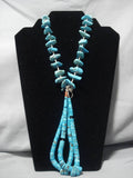 Opulent Vintage Native American Navajo Turquoise Heishi Bisbee Jacla Necklace Old-Nativo Arts