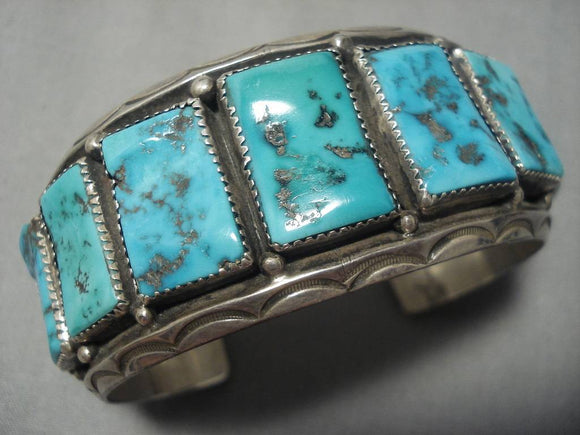 Opulent Vintage Native American Navajo Turquoise Sterling Silver Bracelet-Nativo Arts