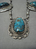 Opulent Vintage Native American Navajo Turquoise Sterling Silver Necklace Old-Nativo Arts
