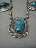 Opulent Vintage Native American Navajo Turquoise Sterling Silver Necklace Old-Nativo Arts