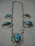 Opulent Vintage Native American Navajo Turquoise Sterling Silver Necklace Old-Nativo Arts