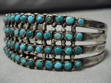 Opulent Vintage Native American Zuni Snake Eyes Turquoise Sterling Silver Bracelet Old-Nativo Arts