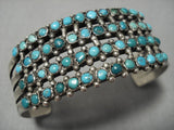 Opulent Vintage Native American Zuni Snake Eyes Turquoise Sterling Silver Bracelet Old-Nativo Arts