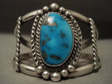 Opulent Vintage Navajo Bisbee/ Persin Turquoise Native American Jewelry Silver Bracelet Ring-Nativo Arts