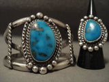 Opulent Vintage Navajo Bisbee/ Persin Turquoise Native American Jewelry Silver Bracelet Ring-Nativo Arts