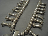 Opulent Vintage Navajo 'Bisbee Turquoise' Native American Jewelry Silver Squash Blossom Necklace-Nativo Arts