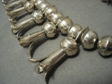 Opulent Vintage Navajo 'Bisbee Turquoise' Native American Jewelry Silver Squash Blossom Necklace-Nativo Arts