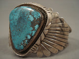 Opulent Vintage Navajo Blue Diamond Turquoise Native American Jewelry Silver Flank Bracelet-Nativo Arts