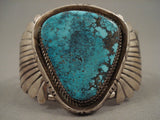 Opulent Vintage Navajo Blue Diamond Turquoise Native American Jewelry Silver Flank Bracelet-Nativo Arts