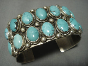 Opulent Vintage Navajo Blue Diamond Turquoise Sterling Native American Jewelry Silver Bracelet Old-Nativo Arts