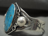 Opulent Vintage Navajo Blue Gem Turquoise Native American Jewelry Silver Bracelet Old-Nativo Arts