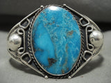 Opulent Vintage Navajo Blue Gem Turquoise Native American Jewelry Silver Bracelet Old-Nativo Arts
