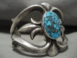 Opulent Vintage Navajo Blue Wind Turquoise Native American Jewelry Silver Thorn Bracelet Old Vtg-Nativo Arts