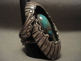 Opulent Vintage Navajo Carl And Irene Clark Turquoise Native American Jewelry Silver Ring-Nativo Arts