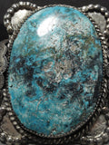 Opulent Vintage Navajo Chrysocholla/basalt Turquoise Native American Jewelry Silver Flank Bracelet-Nativo Arts