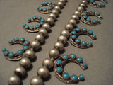 Opulent Vintage Navajo Early 1900's Naja Turquoise Native American Jewelry Silver Necklace-Nativo Arts