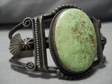 Opulent Vintage Navajo Gaspeite Sterling Silver Native American Bracelet Old-Nativo Arts