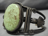 Opulent Vintage Navajo Gaspeite Sterling Silver Native American Bracelet Old-Nativo Arts