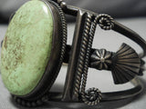 Opulent Vintage Navajo Gaspeite Sterling Silver Native American Bracelet Old-Nativo Arts