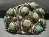 Opulent Vintage Navajo Green Carico Lake Turquoise Native American Jewelry Silver Bracelet Old-Nativo Arts