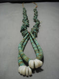 Opulent Vintage Navajo Green Turquoise Native American Royston Necklace Old-Nativo Arts