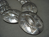 Opulent Vintage Navajo 'Hand Repoussed' Native American Jewelry Silver Button Necklace Old-Nativo Arts