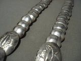 Opulent Vintage Navajo 'Hand Repoussed' Native American Jewelry Silver Button Necklace Old-Nativo Arts
