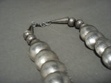 Opulent Vintage Navajo 'Hand Repoussed' Native American Jewelry Silver Button Necklace Old-Nativo Arts