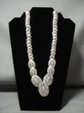 Opulent Vintage Navajo 'Hand Repoussed' Native American Jewelry Silver Button Necklace Old-Nativo Arts