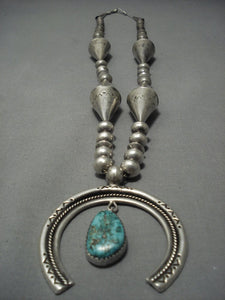 Opulent Vintage Navajo Huge Cone Turquoise Sterling Native American Jewelry Silver Necklace Old Pawn-Nativo Arts