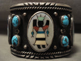 Opulent Vintage Navajo Kachian And Bisbee Turquoise Native American Jewelry Silver Bracelet Old-Nativo Arts