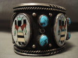 Opulent Vintage Navajo Kachian And Bisbee Turquoise Native American Jewelry Silver Bracelet Old-Nativo Arts