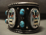 Opulent Vintage Navajo Kachian And Bisbee Turquoise Native American Jewelry Silver Bracelet Old-Nativo Arts