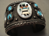 Opulent Vintage Navajo Kachian And Bisbee Turquoise Native American Jewelry Silver Bracelet Old-Nativo Arts