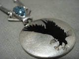 Opulent Vintage Navajo Lone Mountain Turquoise Native American Jewelry Silver 14k Gold Necklace-Nativo Arts