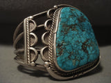 Opulent Vintage Navajo Lone Mountain Turquoise Native American Jewelry Silver Bracelet-Nativo Arts