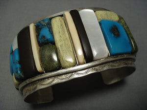 Opulent!! Vintage Navajo Native American Jewelry jewelry Turquoise Coral Sterling Silver Bracelet Old-Nativo Arts