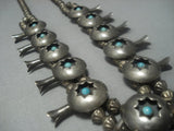 Opulent Vintage Navajo Native American Jewelry jewelry Turquoise Sterling Silver Squash Blossom Necklace-Nativo Arts