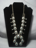 Opulent Vintage Navajo Native American Jewelry jewelry Turquoise Sterling Silver Squash Blossom Necklace-Nativo Arts