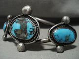 Opulent Vintage Navajo Natural Persin Turquoise Native American Jewelry Silver Bead Bracelet Old-Nativo Arts