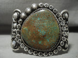 Opulent Vintage Navajo Natural Royston Turquoise 'Kokopelli' Native American Jewelry Silver Bracelet-Nativo Arts