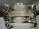Opulent Vintage Navajo Natural Royston Turquoise 'Kokopelli' Native American Jewelry Silver Bracelet-Nativo Arts