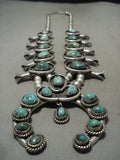 Opulent Vintage Navajo Natural Royston Turquoise Native American Jewelry Silver Squash Blossom Necklace-Nativo Arts