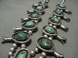 Opulent Vintage Navajo Natural Royston Turquoise Native American Jewelry Silver Squash Blossom Necklace-Nativo Arts