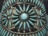 Opulent Vintage Navajo Needlepoint Turquoise Sterling Native American Jewelry Silver Bracelet Old-Nativo Arts