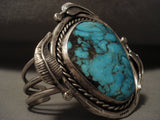 Opulent Vintage Navajo 'Old Morenci Turquoise' Native American Jewelry Silver Bracelet-Nativo Arts