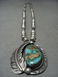 Opulent Vintage Navajo Royston Turquoise Native American Jewelry Silver Necklace-Nativo Arts