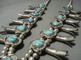 Opulent Vintage Navajo Royston Turquoise Native American Jewelry Silver Squash Blossom Necklace Old-Nativo Arts