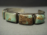 Opulent Vintage Navajo 'Squared Royston Turquoise' Native American Jewelry Silver Bracelet-Nativo Arts